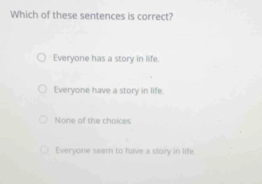 which of these sentences is correct? everyone has a story in life. ever…