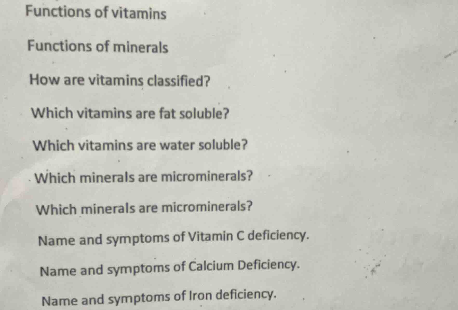 functions of vitamins functions of minerals how are vitamins classified…