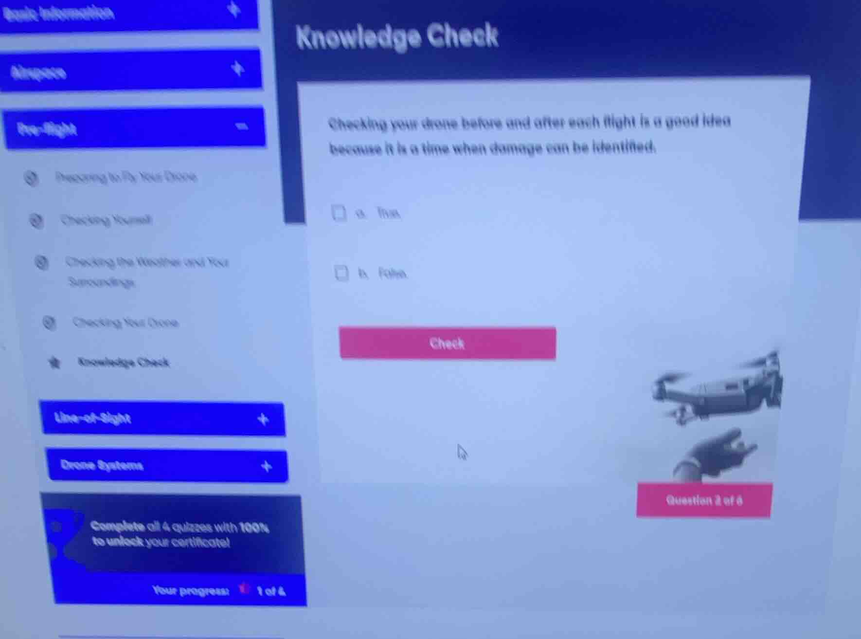 knowledge check checking your drone before and after each flight is a g…