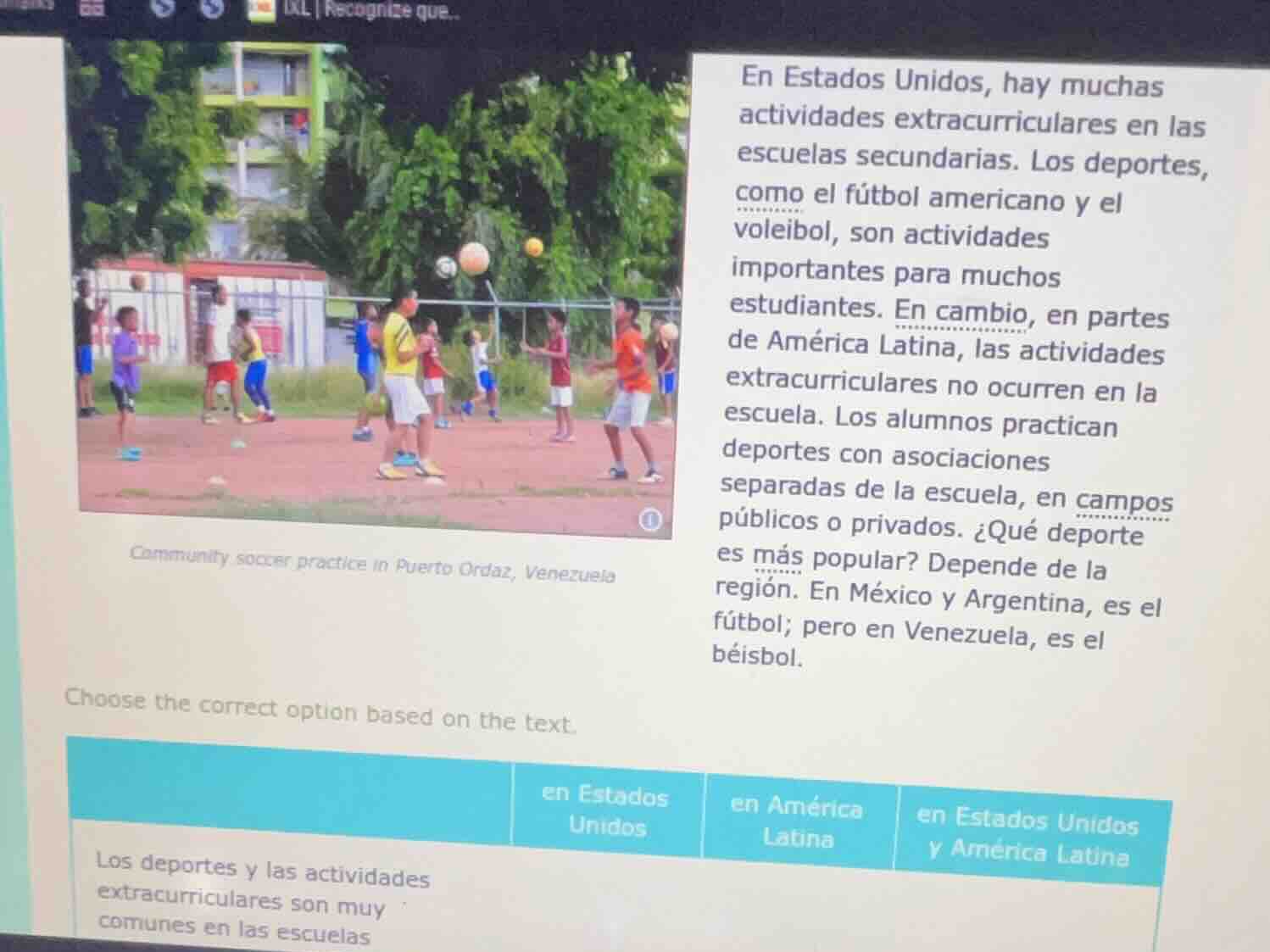 community soccer practice in puerto ordaz, venezuela choose the correct…