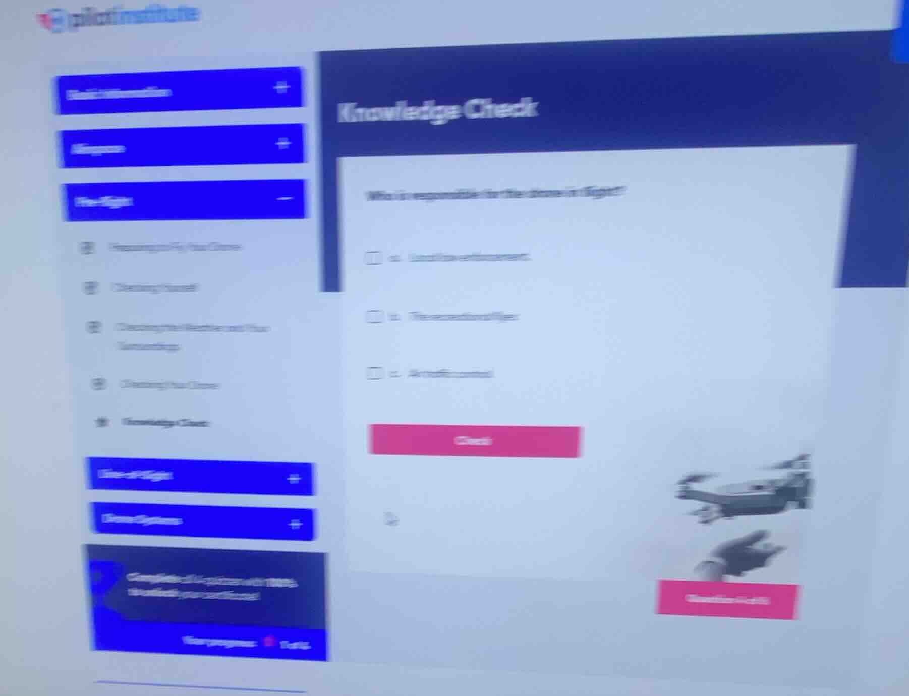 knowledge check who is responsible for the drone in flight? □ a. local …