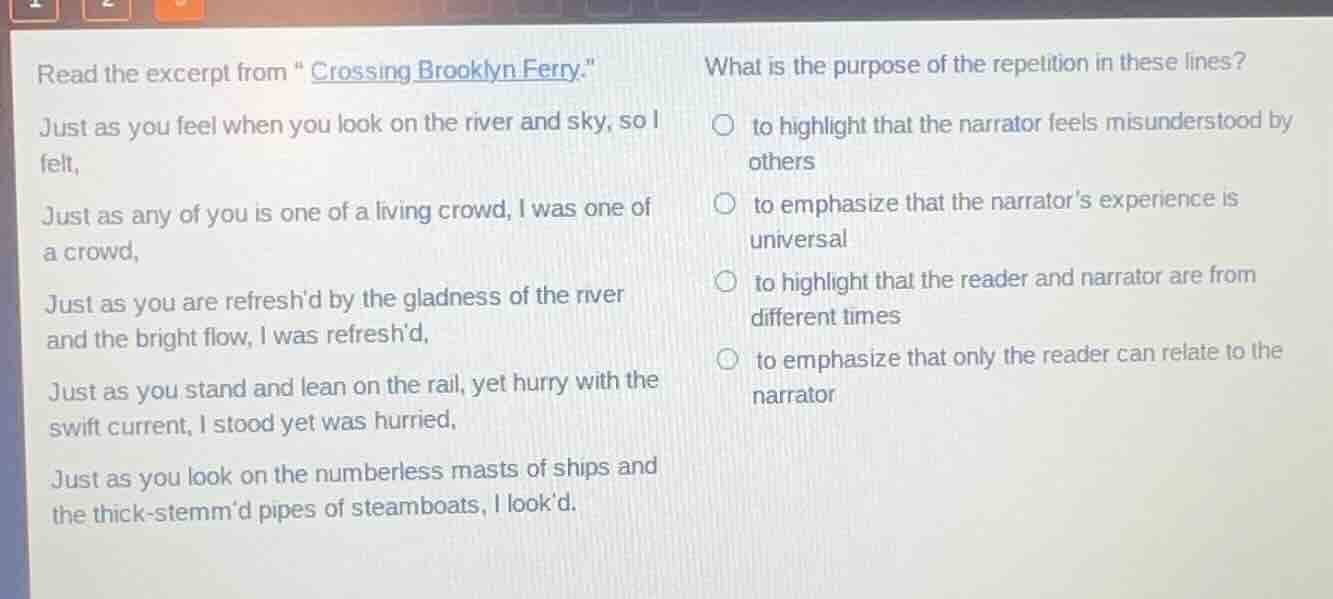 read the excerpt from “crossing brooklyn ferry.” just as you feel when …