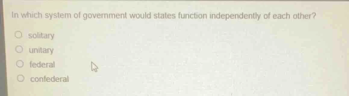 in which system of government would states function independently of ea…