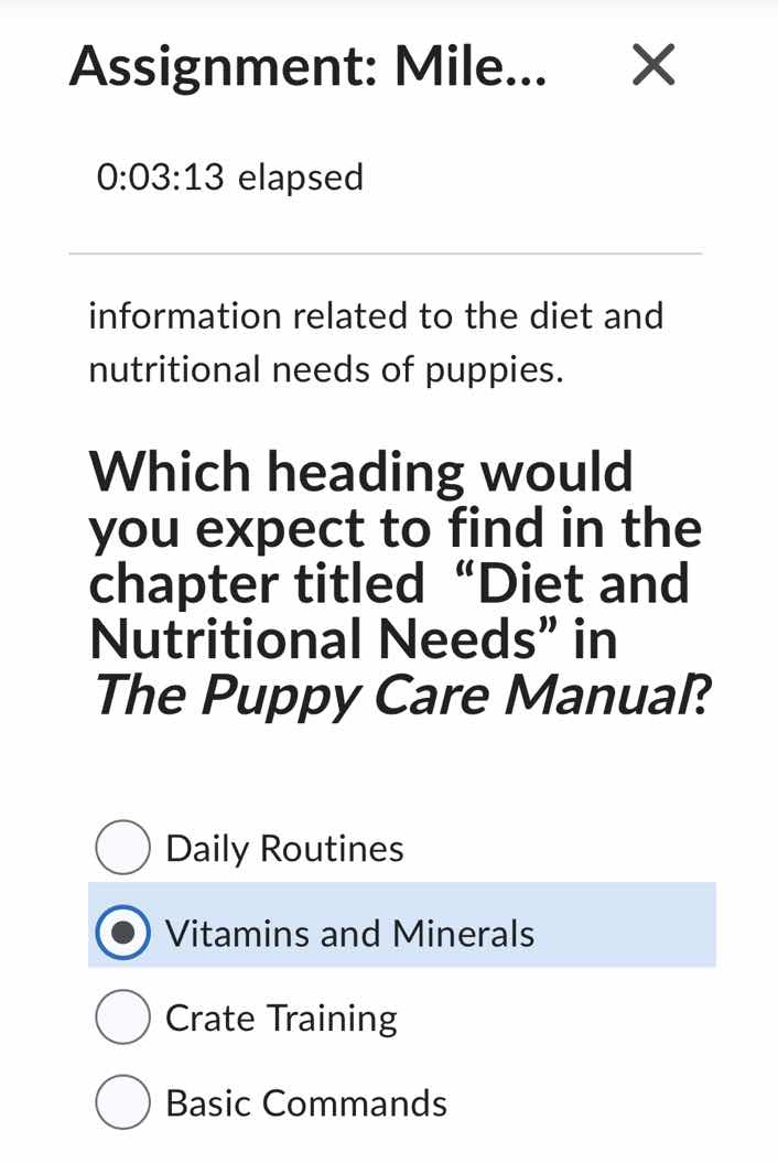information related to the diet and nutritional needs of puppies. which…