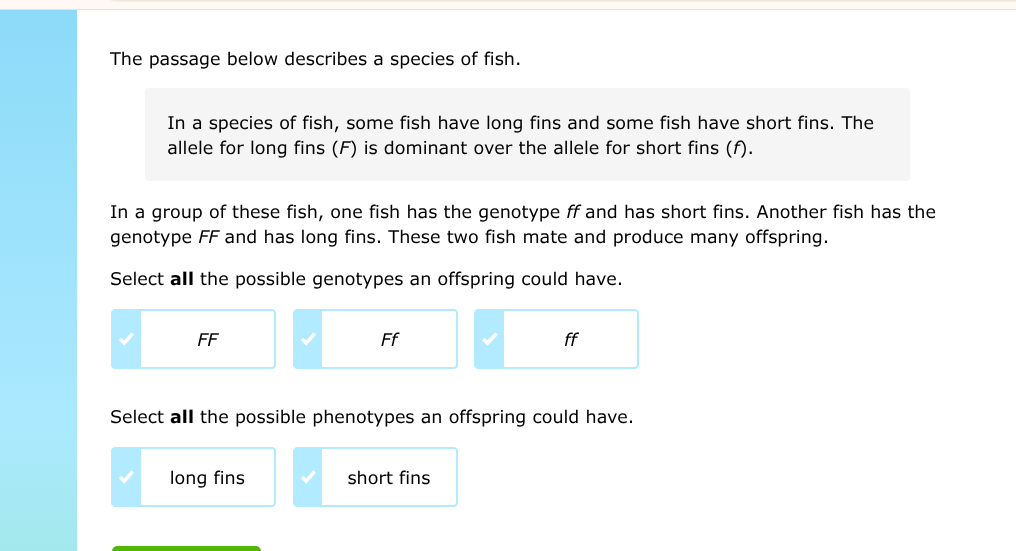 the passage below describes a species of fish. in a species of fish, so…