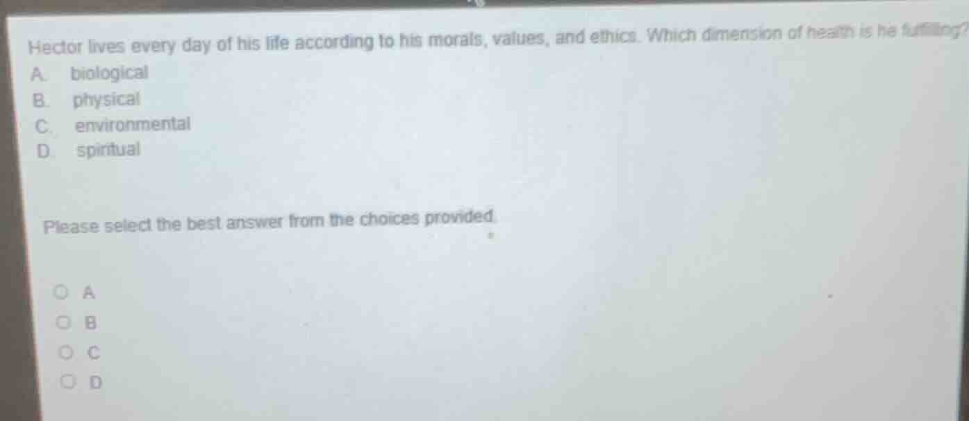 hector lives every day of his life according to his morals, values, and…