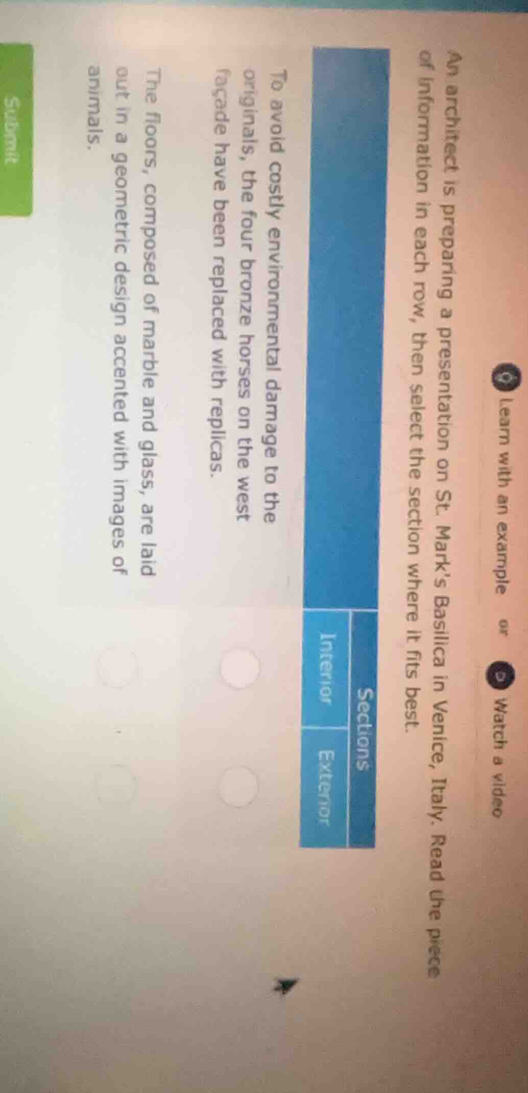 an architect is preparing a presentation on st. mark’s basilica in veni…