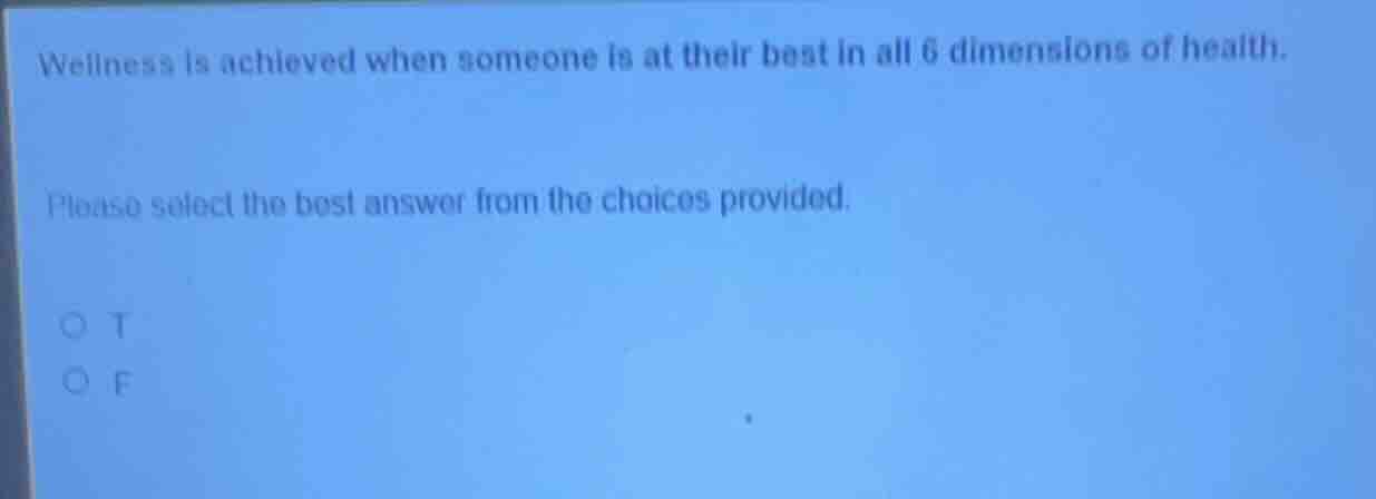 wellness is achieved when someone is at their best in all 6 dimensions …