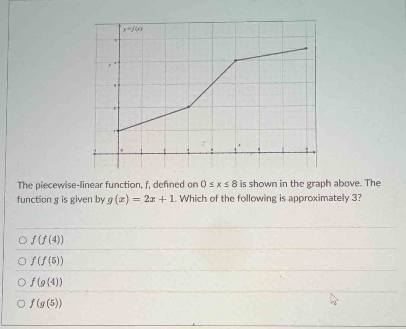the piecewise - linear function, f, defined on (0leq xleq8) is shown in…