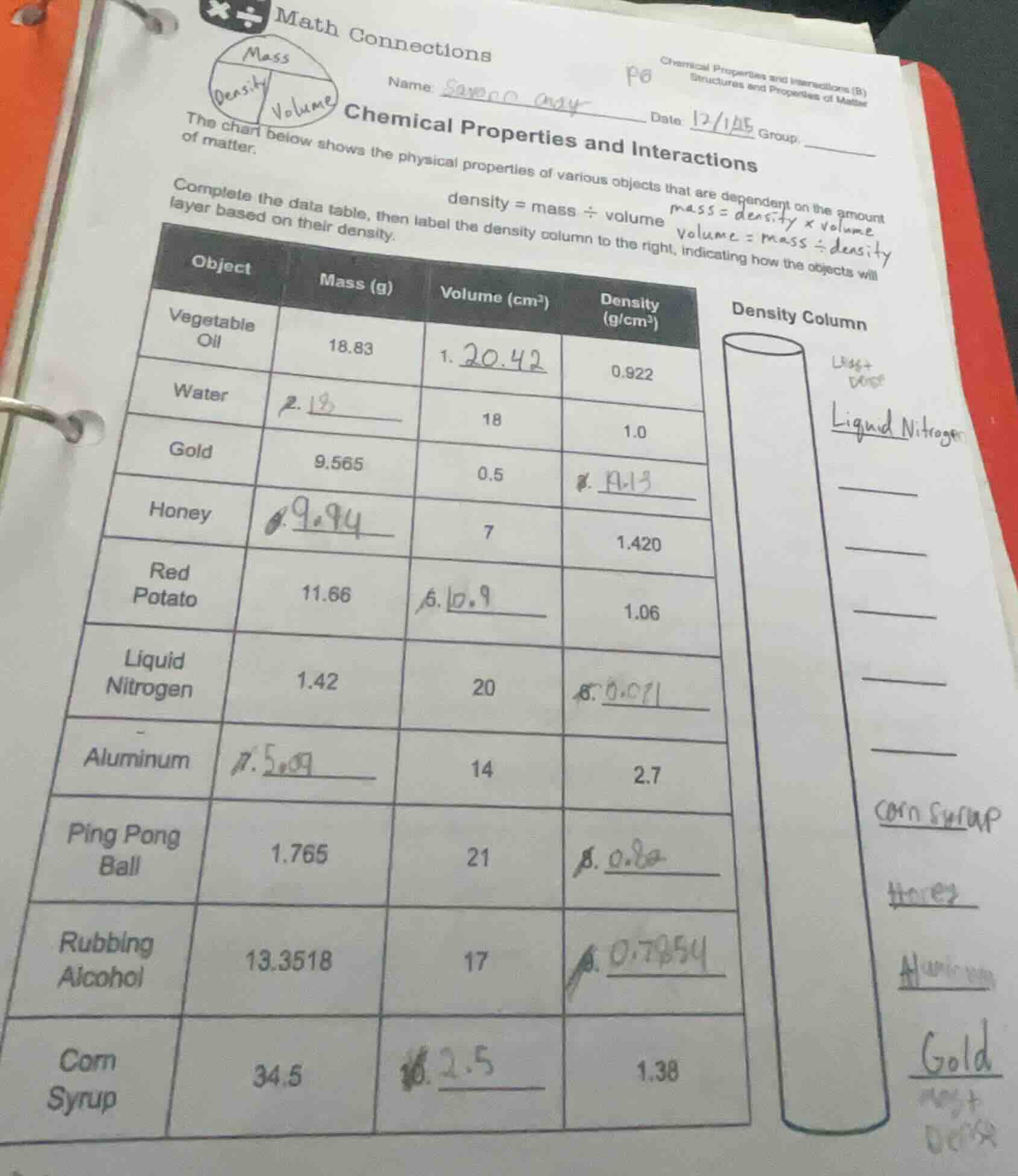 math connections chemical properties and interactions name: date group:…