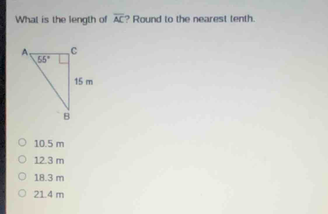 what is the length of $overline{ac}$? round to the nearest tenth. a tri…