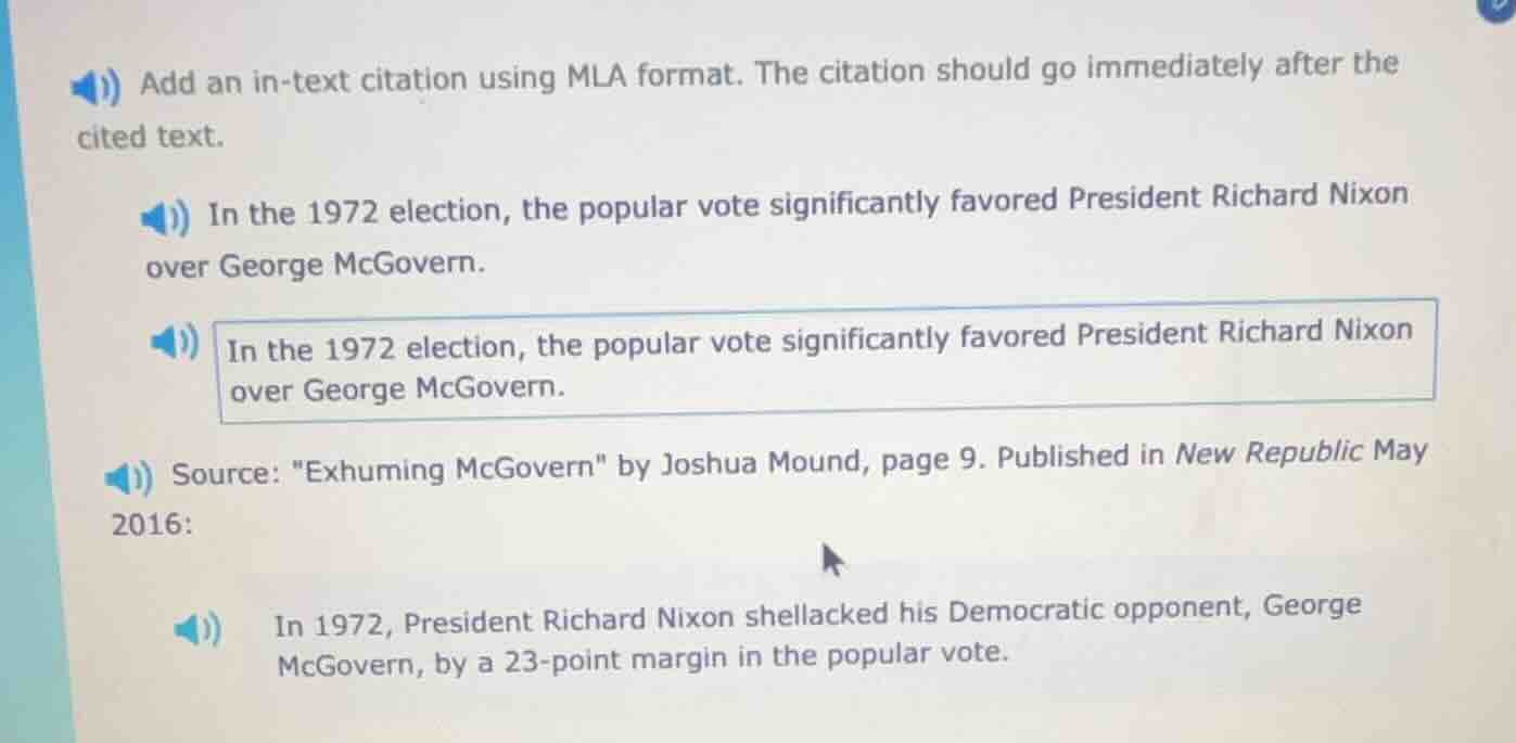 add an in-text citation using mla format. the citation should go immedi…