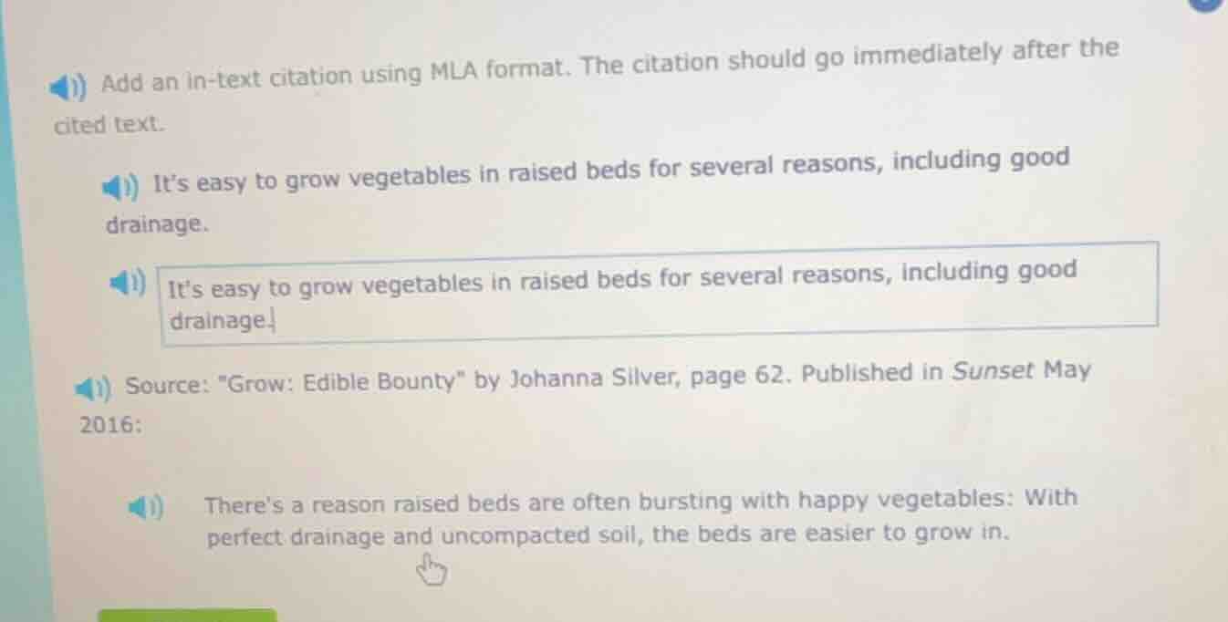 add an in-text citation using mla format. the citation should go immedi…