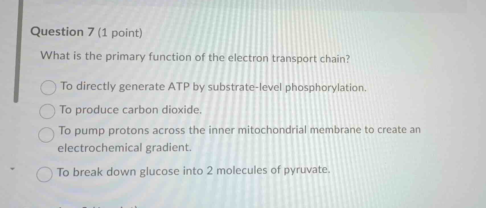 question 7 (1 point) what is the primary function of the electron trans…