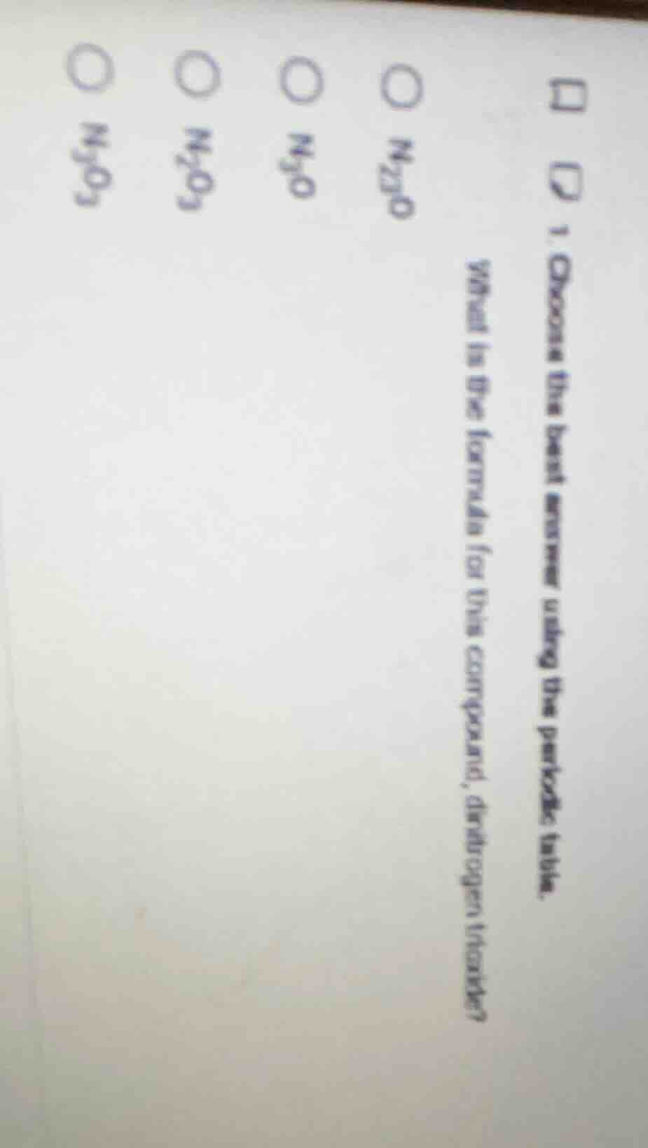 1. choose the best answer using the periodic table. what is the formula…