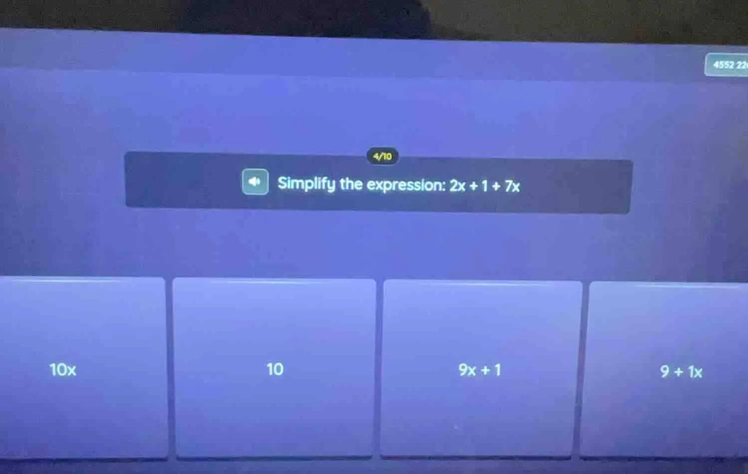simplify the expression: 2x + 1 + 7x