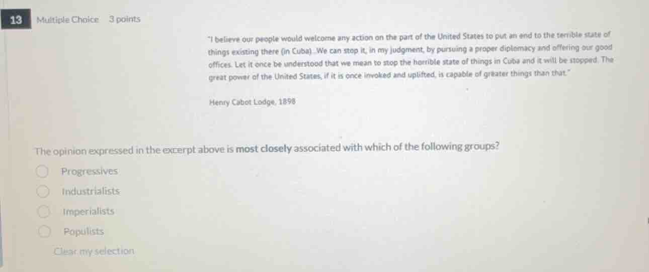 13 multiple choice 3 points \i believe our people would welcome any act…