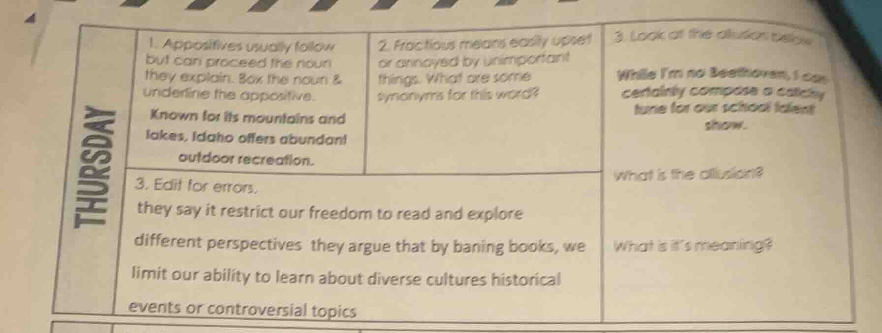 thursday 1. appositives usually follow but can proceed the noun they ex…