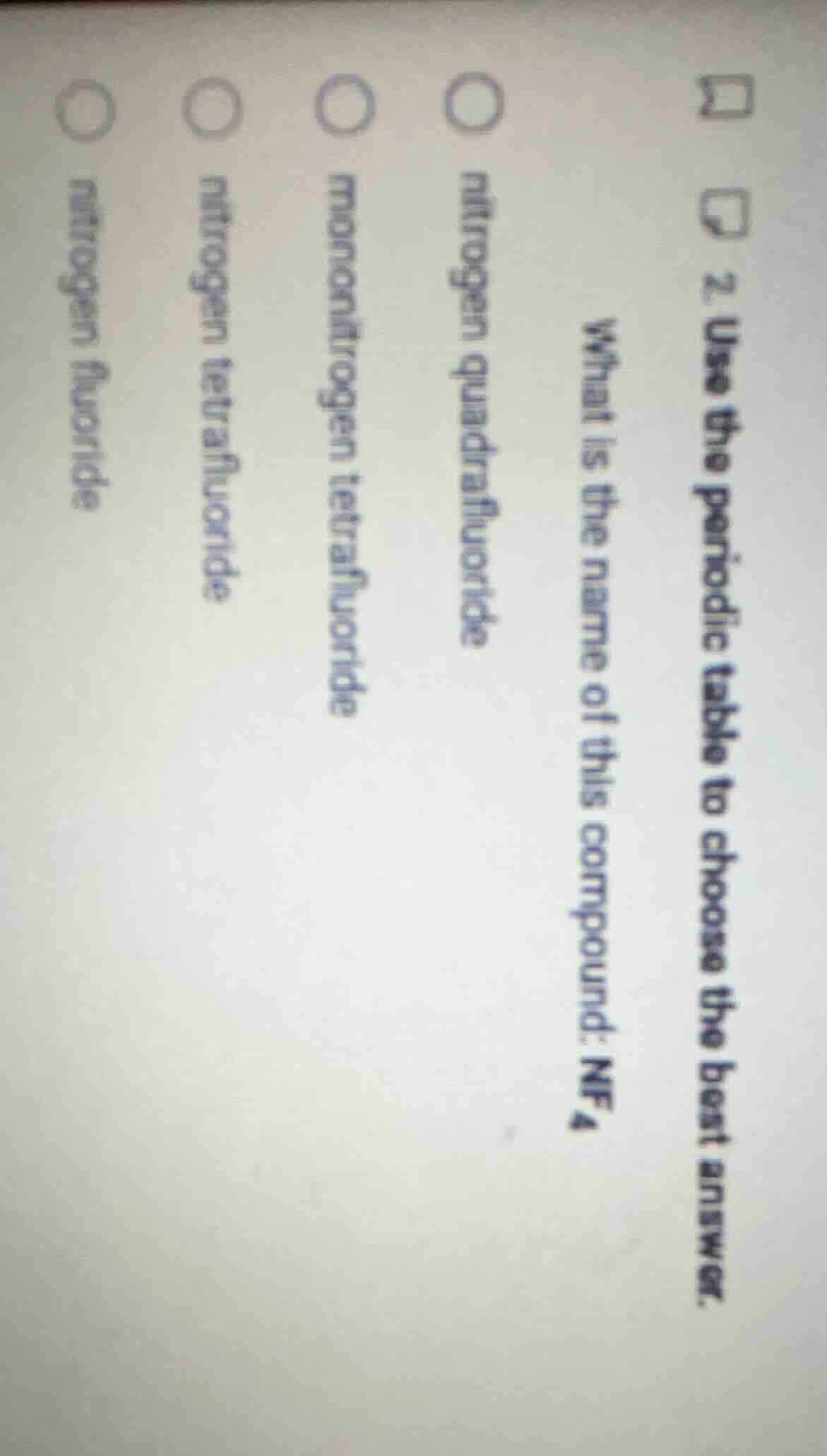 2. use the periodic table to choose the best answer. what is the name o…