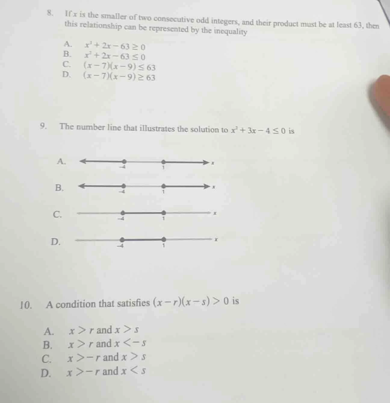8. if x is the smaller of two consecutive odd integers, and their produ…