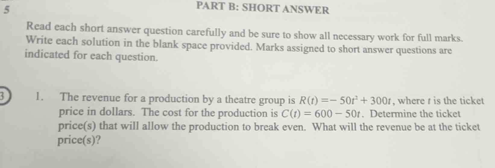 part b: short answer read each short answer question carefully and be s…