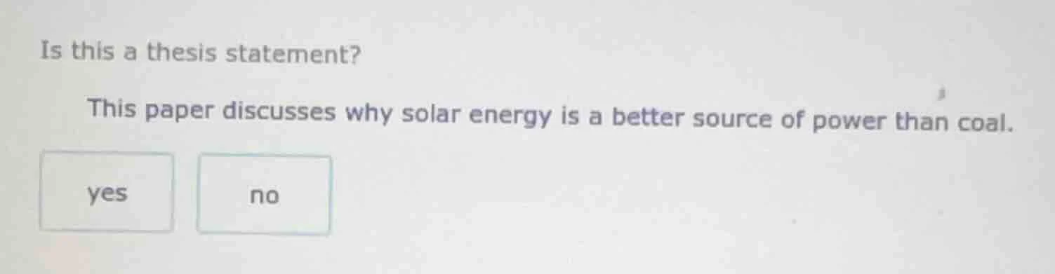 is this a thesis statement? this paper discusses why solar energy is a …