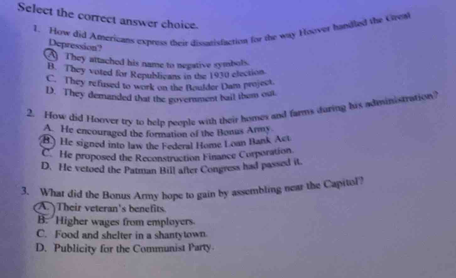 select the correct answer choice. 1. how did americans express their di…