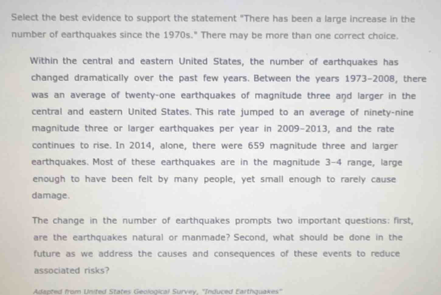 select the best evidence to support the statement \there has been a lar…