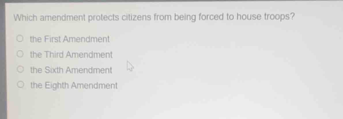 which amendment protects citizens from being forced to house troops? th…