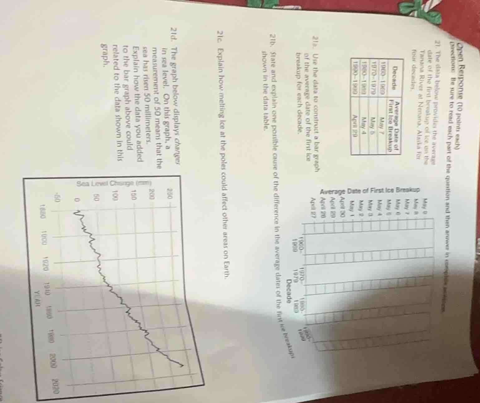 open response (10 points each) directions: be sure to read each part of…