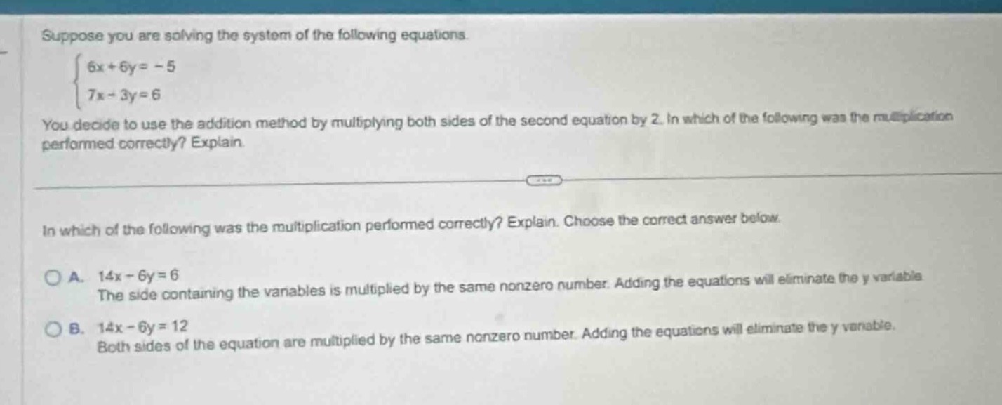 suppose you are solving the system of the following equations.\\(\\begi…