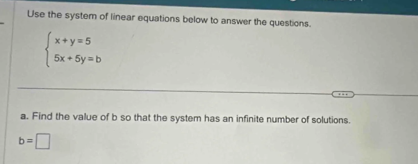 use the system of linear equations below to answer the questions.\\begi…