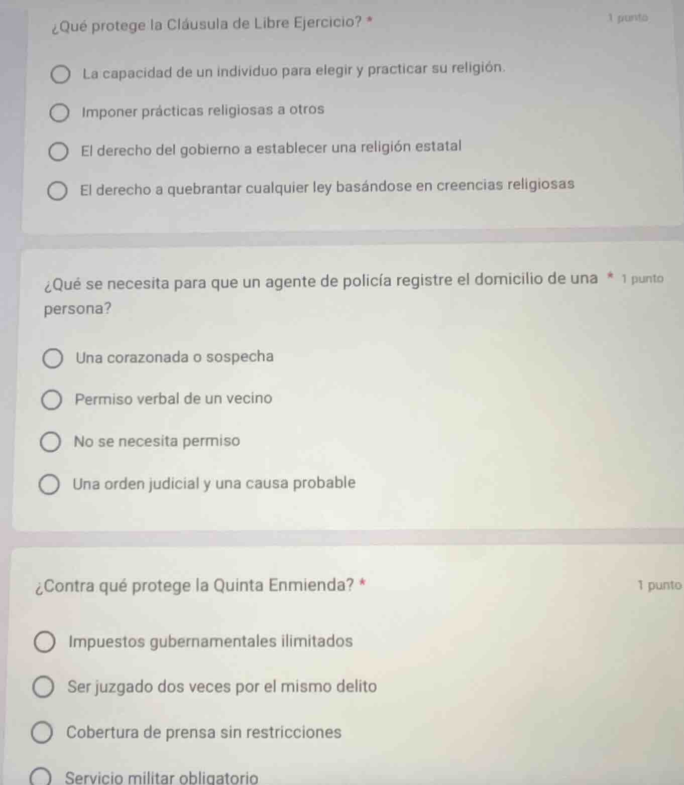 ¿qué protege la cláusula de libre ejercicio? * la capacidad de un indiv…