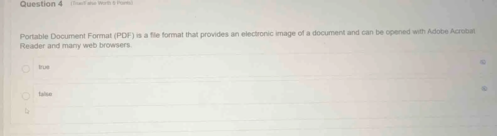 question 4 (true/false worth 6 points) portable document format (pdf) i…