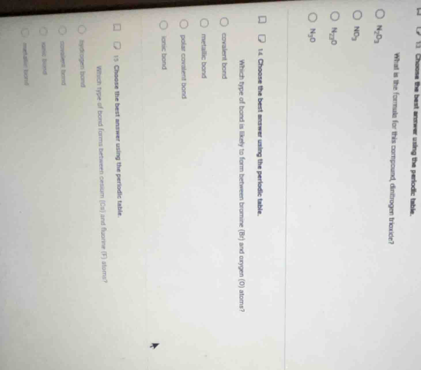 12 choose the best answer using the periodic table. what is the formula…