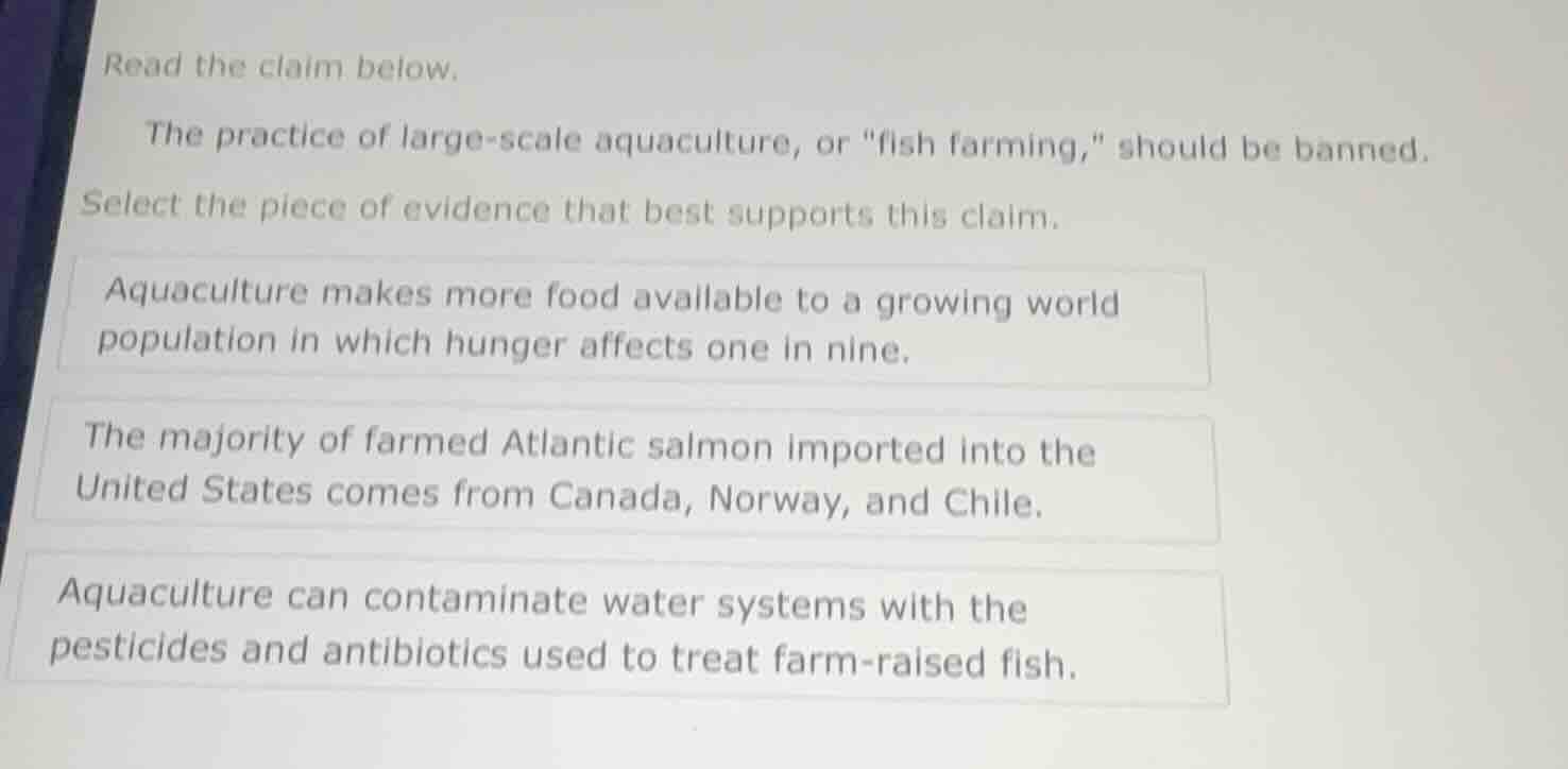 read the claim below. the practice of large - scale aquaculture, or \fi…