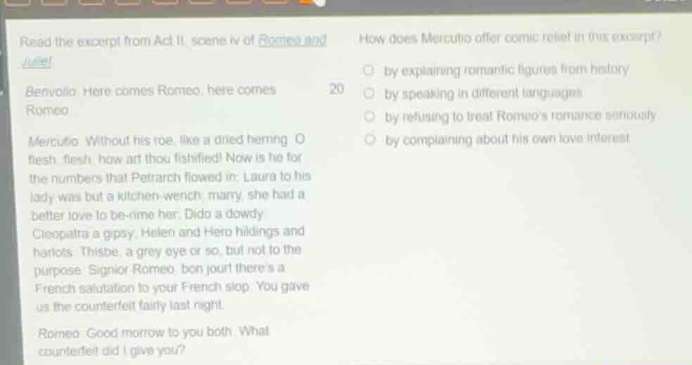 read the excerpt from act ii, scene iv of romeo and juliet benvolio her…