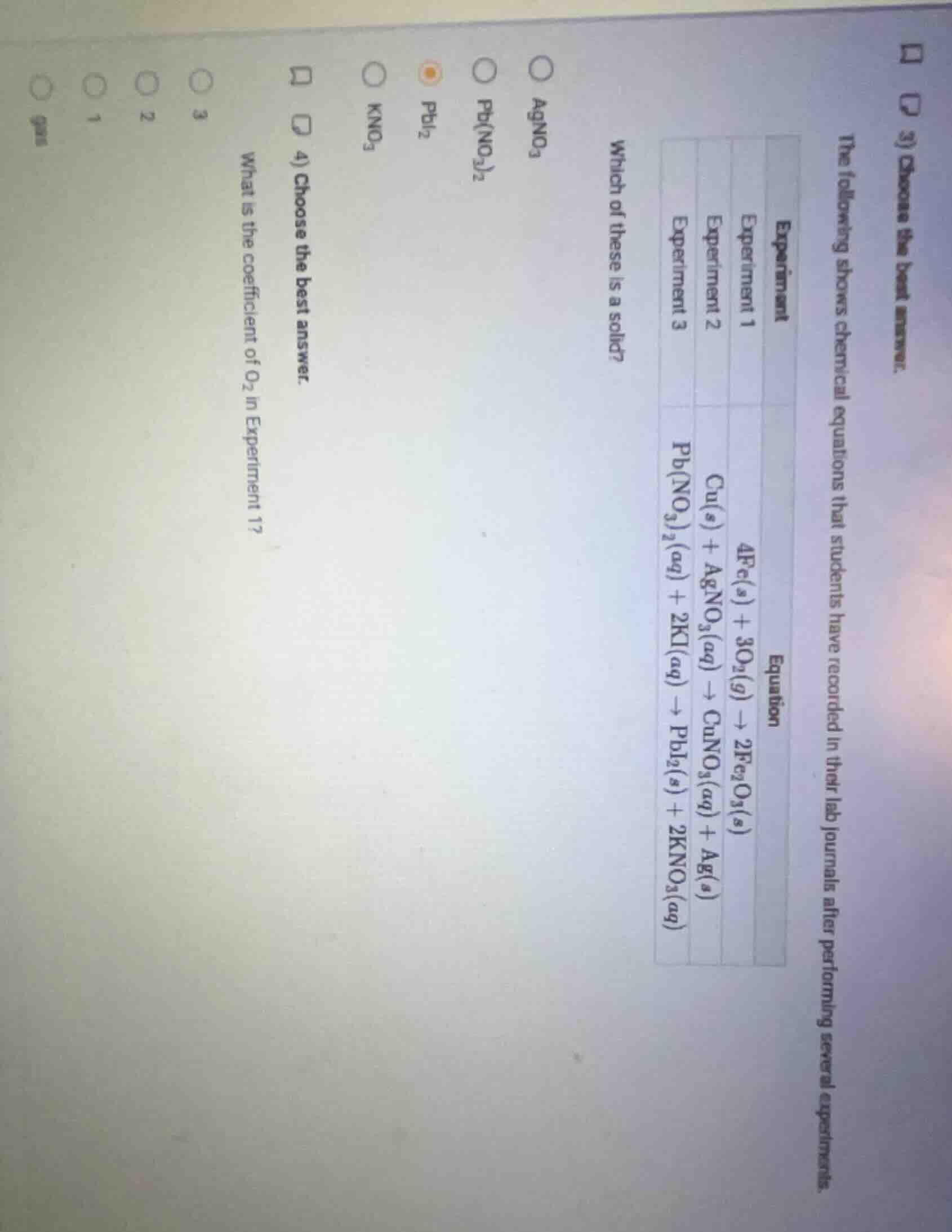 3) choose the best answer. the following shows chemical equations that …