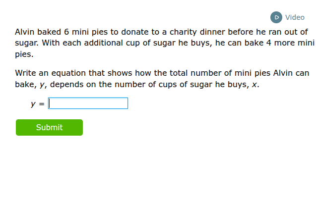 alvin baked 6 mini pies to donate to a charity dinner before he ran out…