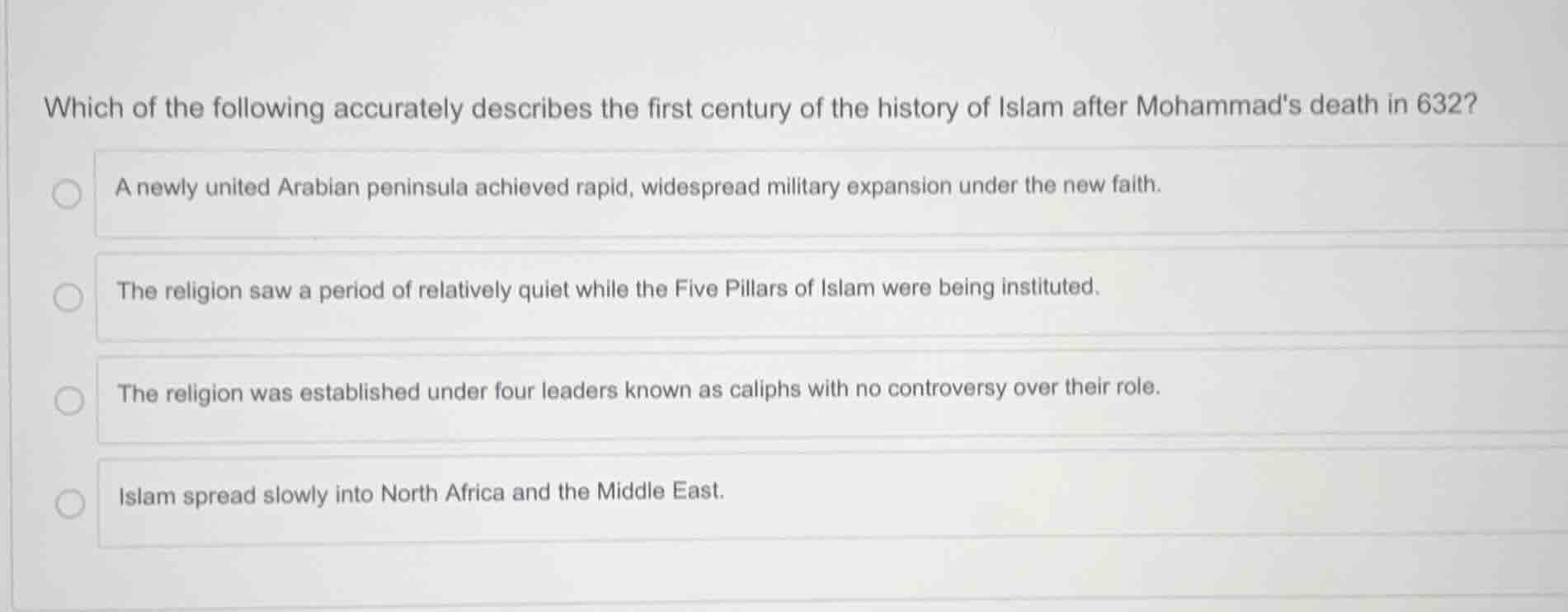 which of the following accurately describes the first century of the hi…