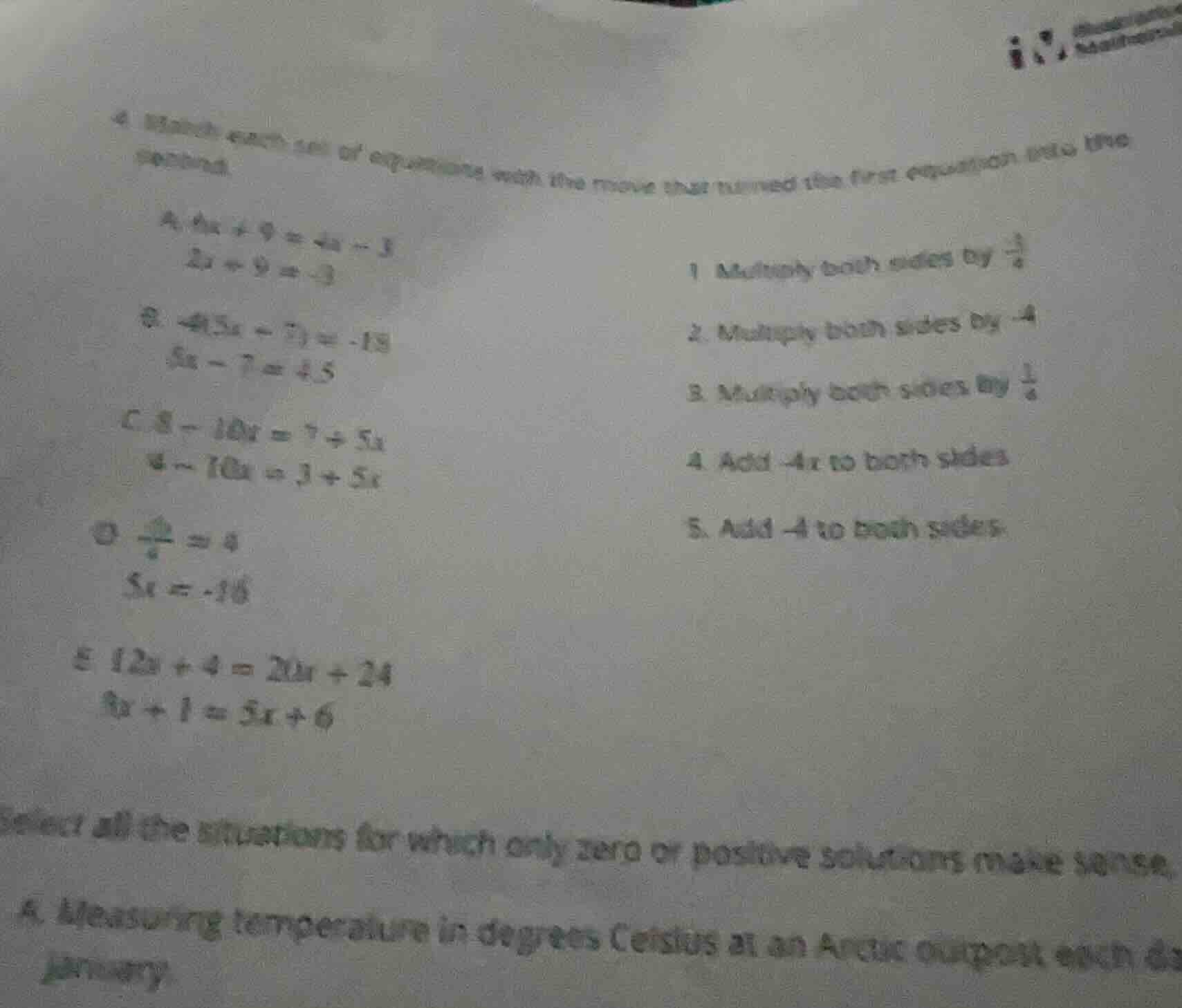4 match each pair of equations with the move that turned the first equa…