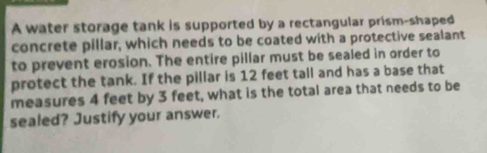 a water storage tank is supported by a rectangular prism - shaped concr…