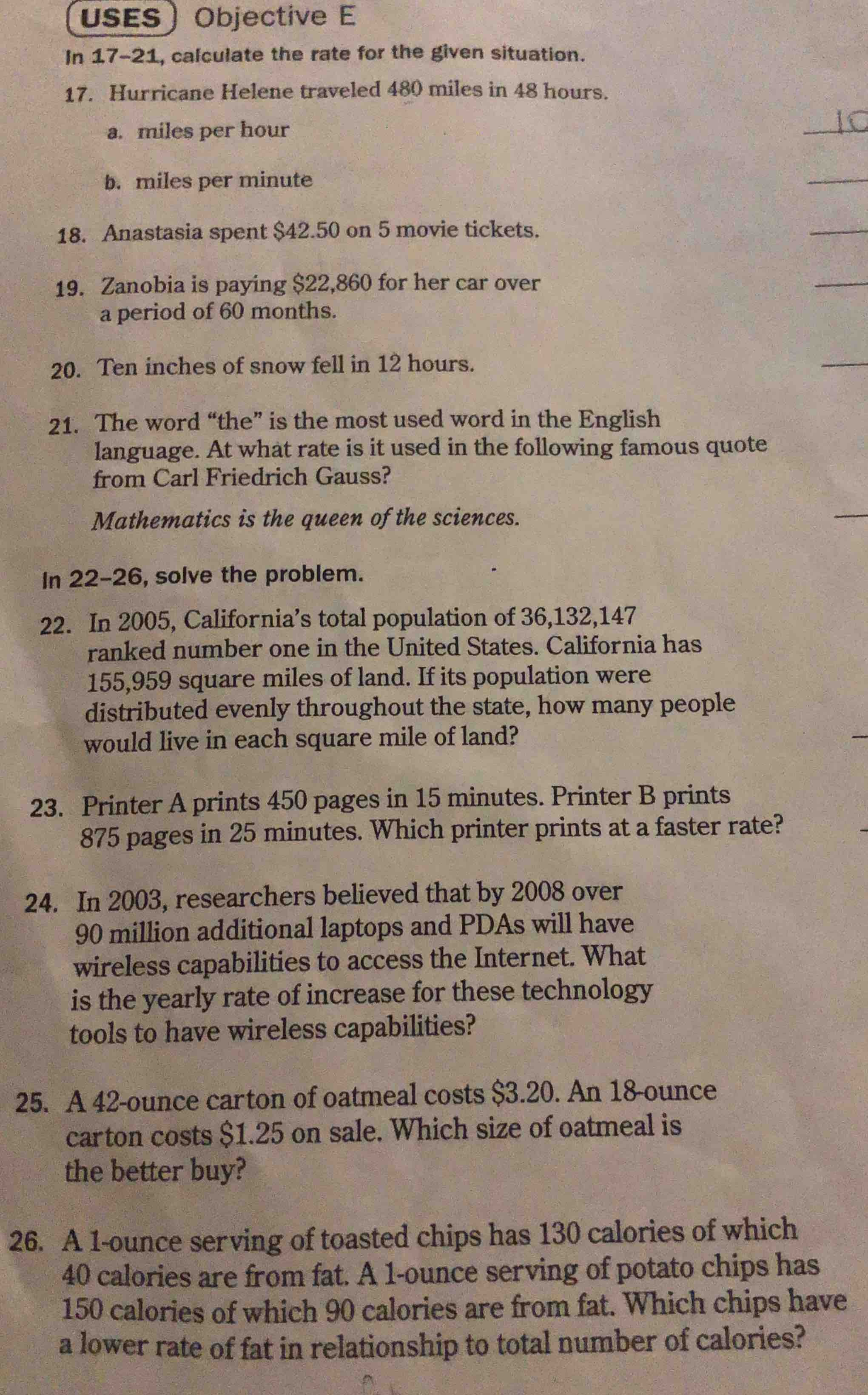 uses objective e in 17–21, calculate the rate for the given situation. …