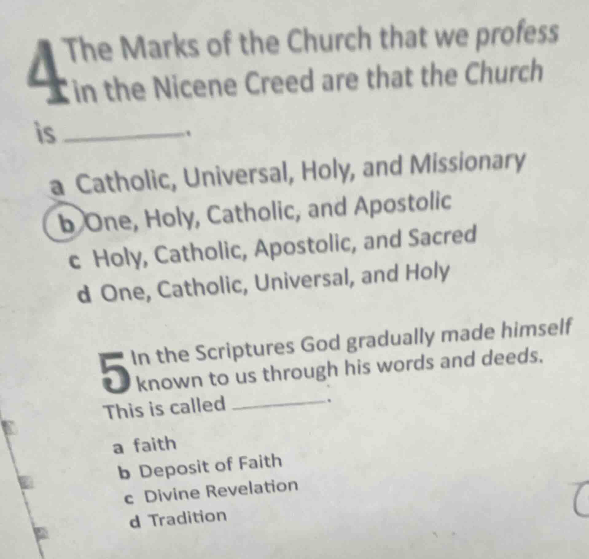 4 the marks of the church that we profess in the nicene creed are that …