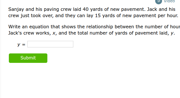 sanjay and his paving crew laid 40 yards of new pavement. jack and his …
