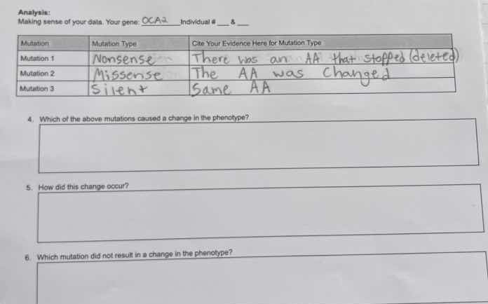 analysis: making sense of your data, your gene: ocaa individual # _8__ …