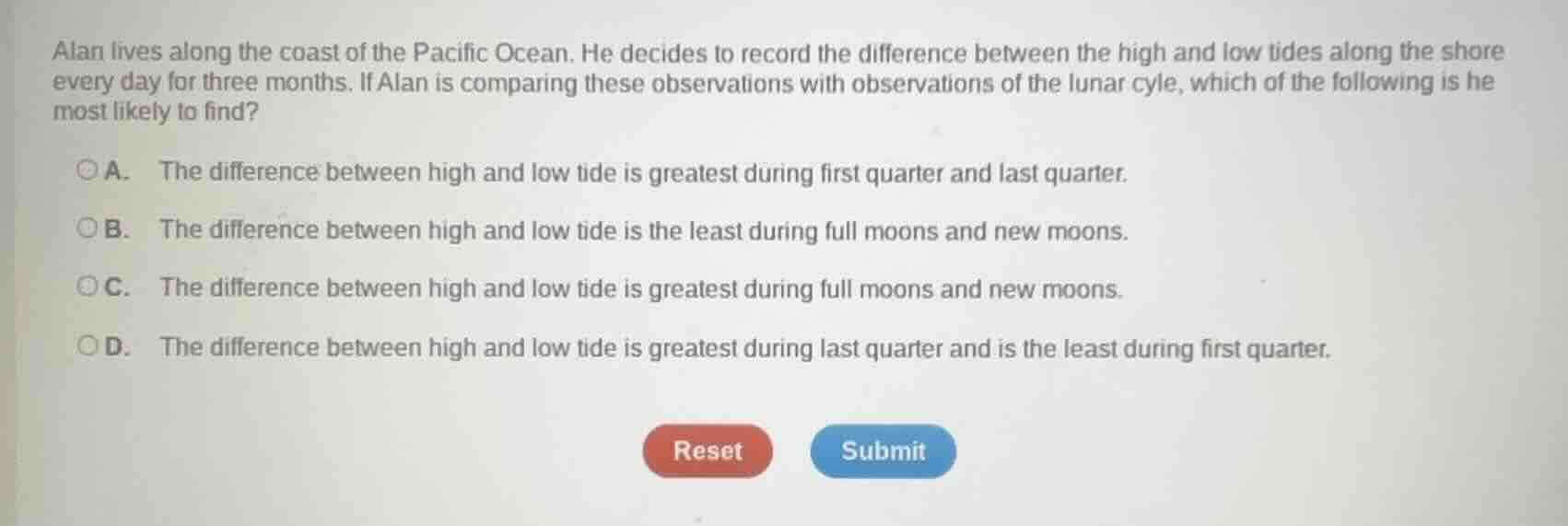 alan lives along the coast of the pacific ocean. he decides to record t…
