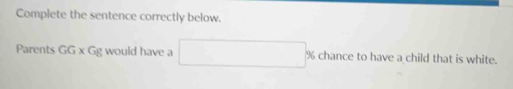 complete the sentence correctly below. parents gg x gg would have a % c…