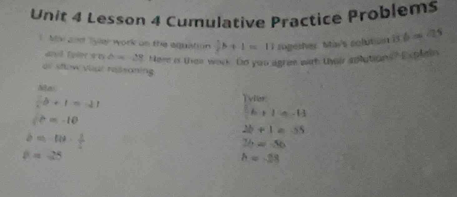 unit 4 lesson 4 cumulative practice problems 1. mia and tyler work on t…