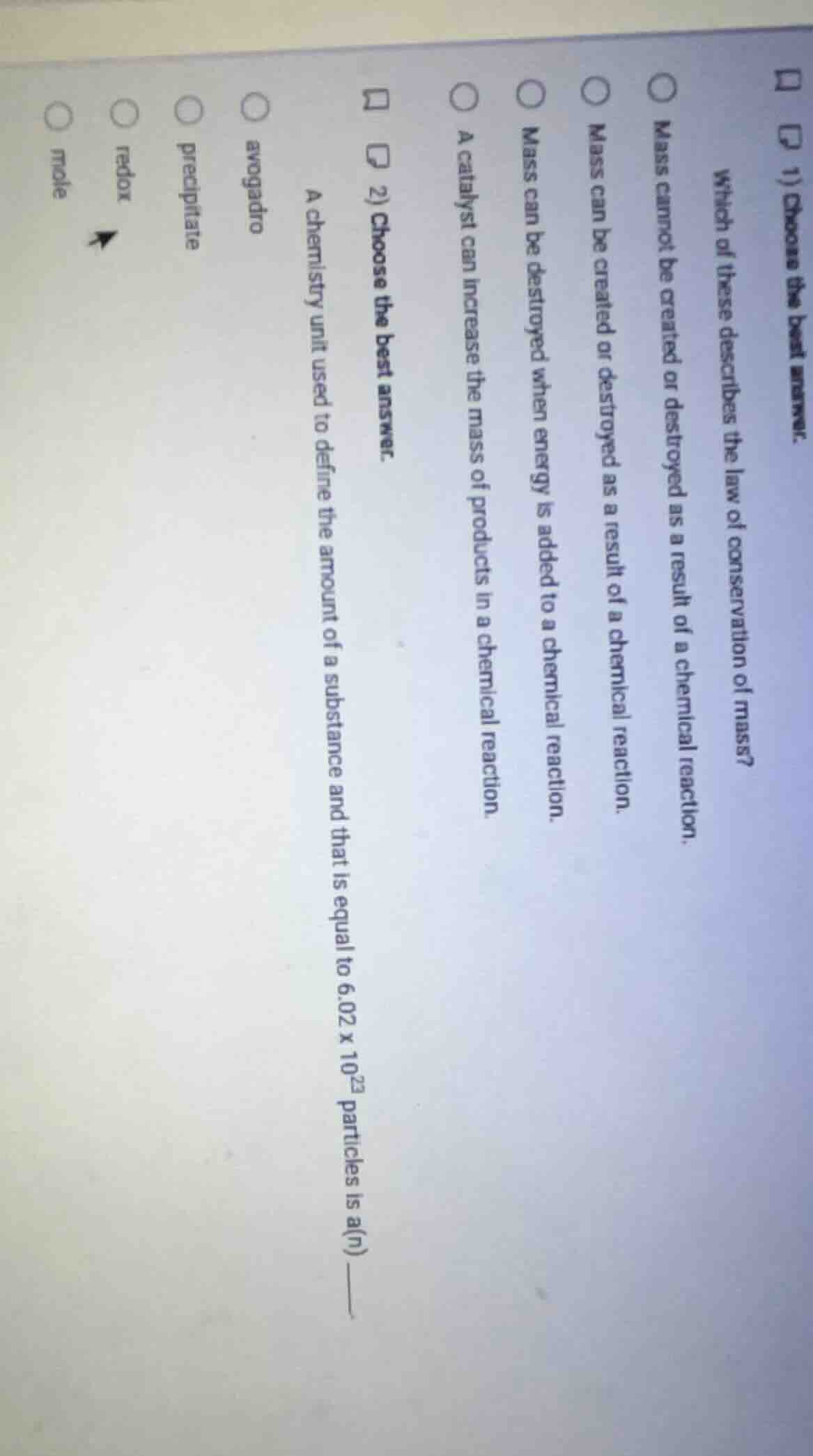 1) choose the best answer. which of these describes the law of conserva…